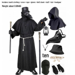 Halloweeni keskaegse munga n&otilde;ia preestri kost&uuml;&uuml;m r&uuml;&uuml; cosplay ja laval esinemise jaoks S