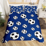 Jalgpalli tekikott t&auml;issuuruses jalgpalli spordi voodipesukomplekt poistele teismelistele pallim&auml;ngu tekk sinine voodikate 3 tk lukuga 150x200cm 3pcs