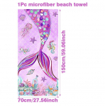 70x150cm Merineitsi rannar&auml;tik Mikrofiiber Surf Poncho Bath Suvine Ujumine Fitness Jooga Ujumine P&auml;ikesekaitse Vannir&auml;tikud