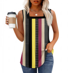 Tanktop naistele suver&otilde;ivad Varrukateta prindiga pluusid Vabaaja s&auml;rgid, plisseeritud kandiline kaelus L sinine