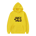 Naiste kapuutsiga dressipluus Juice Wrld Rapper Vabaaja Mood Unisex Kapuutsiga S&auml;rk XXXL kollane