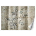 Tapeet taimelehtedega tekstuurilisele taustale 100x70 hall v&auml;rv