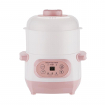 Veekindel elektriline keraamiline hautamispott, automaatne nutikas pliit pudru ja supi jaoks, ideaalne kodukink Pink and white electric stew pot + [steamer]. 110V US plug valge/roosa