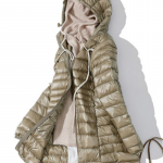 Polsterdatud kapuutsiga pikk jakk Duck Down naiste &uuml;likerged &otilde;hukesed jakid, kaasaskantav park M &scaron;ampanjav&auml;rvi