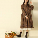 Johnature Jaapani Vintage Print Patchwork pitskleidid Kevadised vabad taskud Volangidega naiste kleit One Size kohv