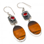 Mookaite, Garnet Handmade 925 Sterling Silver Gift Earring 2.64 u2p34