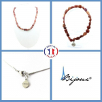 Pierres et Min&eacute;raux. Parure bijoux Bracelet Collier Perles Rubis du Br&eacute;sil. Chaine en acier Taille personnalisable.