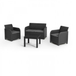 Salon de jardin en r&eacute;sine &ndash; Allibert by KETER - 4 personnes &ndash; SAN REMO &ndash; Gris graphite