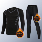 Meeste talvine kiirkuivav termofitnessi &uuml;likond: Pikkade varrukatega jooksu- ja treeningpesu two piece suit; M