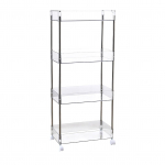 L&auml;bipaistev akr&uuml;&uuml;l kosmeetika ja sn&auml;kkide hoiuriiul ratastega &uuml;hiselamu p&otilde;randale l&auml;bipaistev eemaldatav