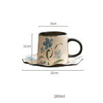 Retro prantsuse stiilis kohvitassid Kodu Paarikeraamiline kohvitass Peen p&auml;rastl&otilde;unane teekomplekt Kerge luksuslik kontoriveetass Kingitused 280ml