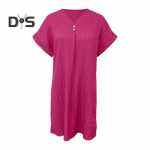 Suvine minikleit l&uuml;hikeste varrukatega V-kaelusega avar puhtas v&auml;rvitoonis kleit Boheemlaste n&ouml;&ouml;pidega vabaajakleit rannapuhkuseks igap&auml;evaseks kandmiseks L meresinine v&auml;rv