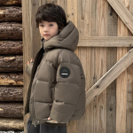 2024 Trendikas Poiste Paks Kapuutsiga Udunjakk - Korea Stiilis Talvemantel 140cm (103g) must
