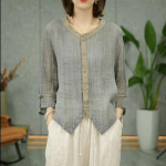 Naiste puuvillased linased s&auml;rgid Suvine retros&auml;rk Lahtine salendav &uuml;lemine linane v&auml;ikesed s&auml;rgid Suure suurusega &otilde;huke pluus M helehall v&auml;rv