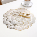 Loominguline Pojengi Kuldtempliga P&otilde;hjamaade Coaster: PVC soojusisolatsioon, libisemiskindel, veekindel, p&otilde;letusvastane lauamatt. Peony Flower [Gold]