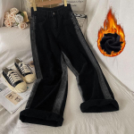 Naiste k&otilde;rge v&ouml;&ouml;kohaga sametist gradient laia s&auml;&auml;rega teksad - Paksud, Slim, Soojad, Vaba l&otilde;ikega talvep&uuml;ksid 2XL