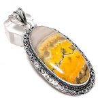 Natural Bumble Bee Jasper 925 Sterling Silver Jewelry Pendant 2.99 h5t93