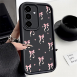 Fashion Bowknot Print pehme matt &uuml;mbris Samsung S25 Ultra S24 FE S23 Plus A16 A56 A36 A55 A26 A06 A15 A35 p&otilde;rutuskindel TPU objektiivi kaitsega telefoni kate Samsung S24