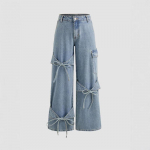 Naiste Vintage Denim Teksap&uuml;ksid Keskmise V&ouml;&ouml;kohaga Paeladega Sirge S&auml;&auml;rega &Uuml;lipehmed Vabaaja P&uuml;ksid Streetwear &Scaron;ikid P&uuml;ksid S