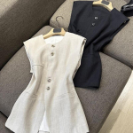 Naiste Korea stiilis varrukateta suvejakk - 2024 trendikas slim fit Medium must