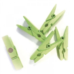 8 PINCES A LINGE BOIS MAGNET VERT 35 {couleur}
