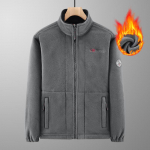 Palus ja paksendatud kahepoolne fliisjakk meeste soojale vabaaja ja avara suurusega jope XXL hall