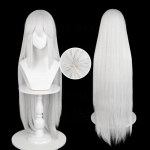 Tomoe Cosplay Parukas Anime Tomoe Pikk Sirge H&otilde;bevalge Kuumakindel S&uuml;nteetiline Juus Halloweeni Peo Parukad + Parukakate One Size