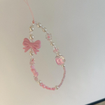 Lihtne roosa karus&uuml;da, maasikas kikis&otilde;lme lill akr&uuml;&uuml;list p&auml;rlitest p&auml;rlitega telefonikett naistele t&uuml;drukutele armsad aksessuaarid