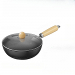 Mini Malmpott Induktsioonpliit Majapidamispann Gaasi jaoks Spetsiaalne Wok Praepann Lamep&otilde;hjaline Mittekleepuv Pann Ilma Katteta 20cm must