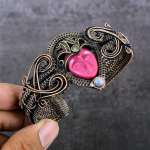 Cameo, Moonstone Handmade Copper Wire Wrap Cuff Bangle Adjustable o1r21