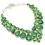 Ruby in Zoisite, Peridot Ethnic 925 Silver Jewelry Necklace 18 O1v29