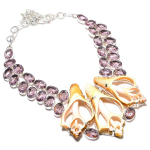 Cowrie Shell, Kunzite Handmade 925 Sterling Silver Jewelry Necklace 18 v6l76