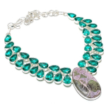 Purpurite, Tourmaline Handmade 925 Sterling Silver Jewelry Necklace 18 w5v10