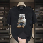 Unisex suvine kassimustriga T-s&auml;rk: Ameerika moodne l&uuml;hikeste varrukatega, k&otilde;igile spordialadele sobiv vabaaja T-s&auml;rk paaridele Small must