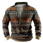 Meeste V-kaelusega kampsun, 3D digitaalse printimise aluskrae, 6 nupuga vintage krae XXXL