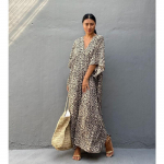 Naiste suures suuruses kleit, tr&uuml;kitud Leopard Dot Beach Cover Up Lahtine pikk kleit ujumistrikoo kate One Size