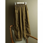 Suvised kerged pitsiga kaunistatud puuvillase-linase segu vabaaja p&uuml;ksid naistele, lahtised &uuml;heksaminutilised laia s&auml;&auml;rega mitmek&uuml;lgsed 3XL kohv