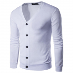 Men's youth fashion casual solid color V-Neck long sleeve slim fit sweater S