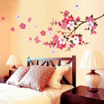 Pink Sakura Flower Cherry Blossom PVC seinakleebised Kodukaunistuse kleebised