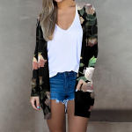 Naiste mood vabaaja lilleprintidega pikkade varrukatega midikardiganjakiga topsid S