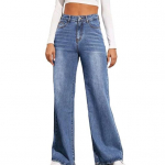 K&otilde;rge v&ouml;&ouml;kohaga teksap&uuml;ksid n&ouml;&ouml;pide ja lukuga kinnitusega, sirge laia s&auml;&auml;rega pikkade taskutega p&uuml;kstega, mitmek&uuml;lgsed vabaaja teksad S helesinine v&auml;rv