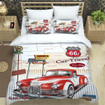 3 tk Voodipesukomplekt Klassikaline Auto Vintage Plakat Kodutekstiil Tekikott Padjap&uuml;&uuml;r Poiss Laps Teismeline T&uuml;druk Voodipesu Katete Komplekt AU Single(140x210cm)