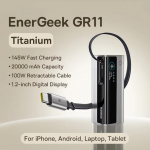 Baseus Geek Power Bank 20000mAh Tuleb koos 145W suure v&otilde;imsusega kiirlaadimiskaabliga Sobib Huawei ja Apple telefonidele h&otilde;bedane hall v&auml;rv