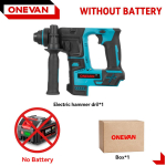 ONEVAN Harjadeta Elektripuurvasar L&ouml;&ouml;kpuur Kaasaskantav 24MM Multifunktsionaalne Juhtmeta P&ouml;&ouml;rlev Vasar T&ouml;&ouml;riist Makita 18V Aku Pin-ile No Battery