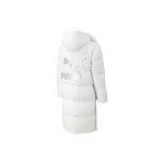 PUMA tagak&uuml;ljel logo tr&uuml;kiga kapuutsiga pikk p&uuml;kstega jope unisex &uuml;ler&otilde;ivad valge 539572-02 L