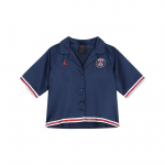 Jordan Paris Saint-Germain Logo Tikitud Jalgpalli Lahtine L&uuml;hikeste Varrukatega S&auml;rk Naiste Topid S&uuml;gav-Rohelised DC3820-410 XL