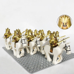 Keskaegsed R&uuml;&uuml;tlid Loss Ratsav&auml;gi Rohani S&otilde;durid Kaardiv&auml;gi Armee lotr Ratsanik Relvaga Soomus Kiiver Kilp ja Hobune Figuur Klotsid