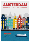 Plakat ilustracja mapa Amsterdam 30x40 cm