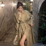 Korea stiilis keskmise pikkusega kraavimantel - 2025 kevad/s&uuml;gis petite pikendatud briti salendav jakk S (Recommended for 85-99 lbs)