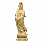 Kannon Puidust Nikerdus, Feng Shui Budistlik Kuju, Puksipuu Puidust Nikerdus, Kannon, Puust Skulptuur, K&otilde;rgus 12 cm